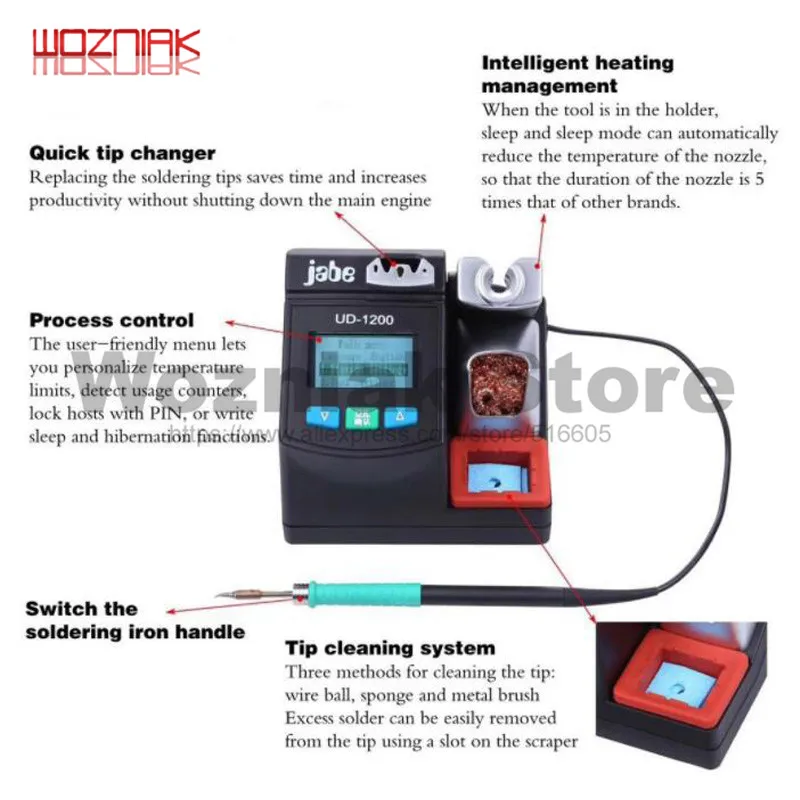  Jabe UD-1200 Precision Smart Lead-free Soldering Station 2.5S Rapid Heating with Dual Channel Power