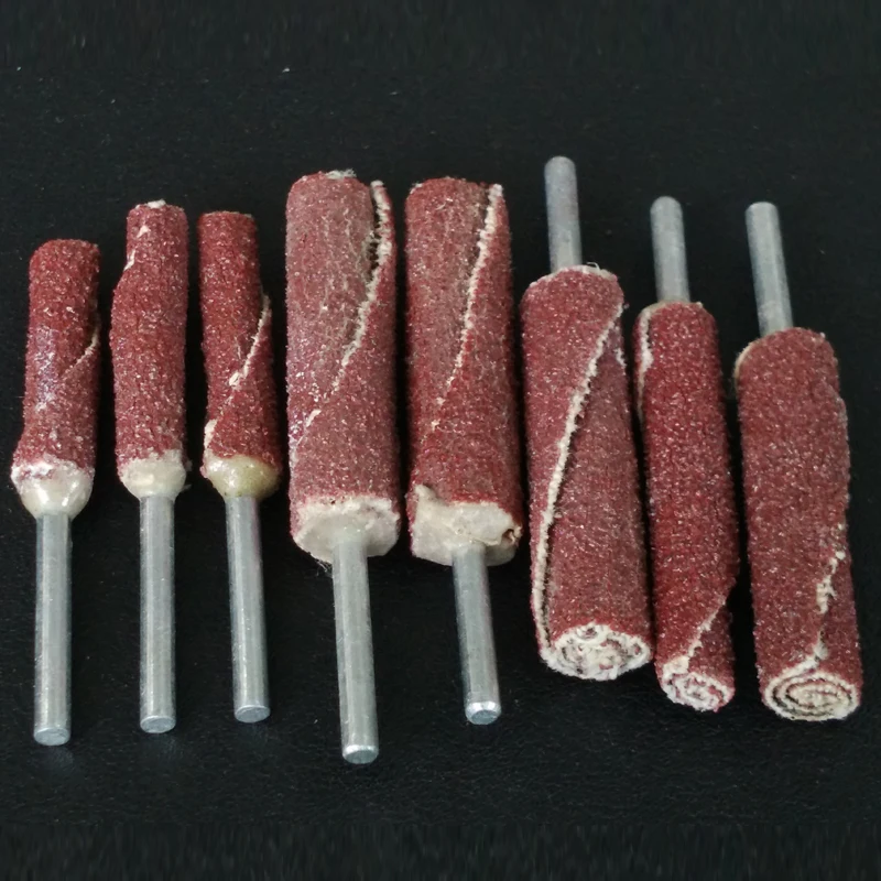 6mm 8mm 10mm 3mm Shank Cylinder Sand Paper Rotary Burrs with Handle