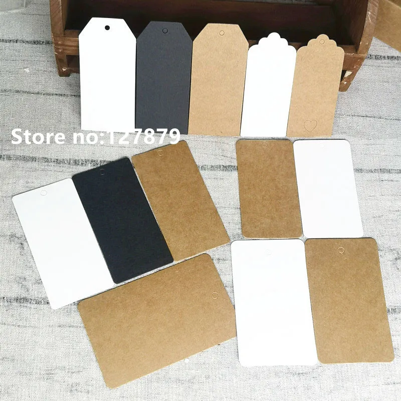 50PCS Multiple sizes Kraft Paper Labels DIY Crafts Blank Packaging Hang Tag Gift Wedding/Birthday Party Candy Boxes Price Tags