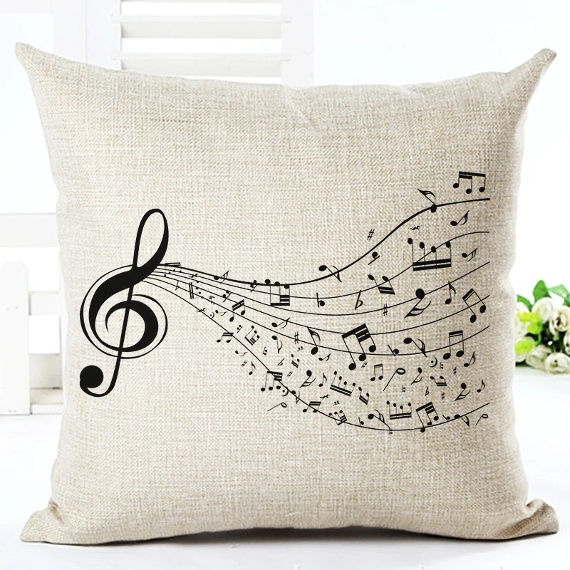 High Quality Fashion Style Cotton Linen Cushion Music Score Print Home Decor Cushion Bed Car Throw Pillows Decorative Cojines