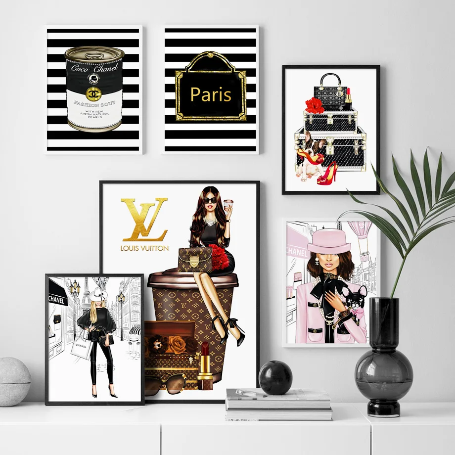 

Paris Fashion Girl Vogue Women Bag Wall Art Canvas Painting Nordic Posters And Prints Wall Pictures For Living Room Home Decor
