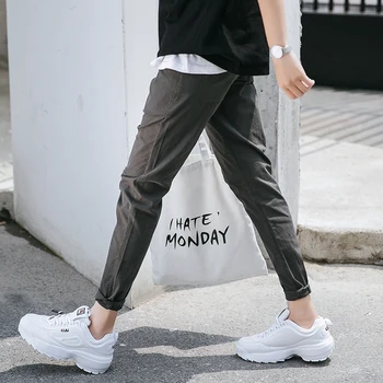 

2019 new Spring Summer Mens Casual Pants Slim fit Straight Stretch Men thin Trousers Zipper Vacation cotton Casual Pants Men