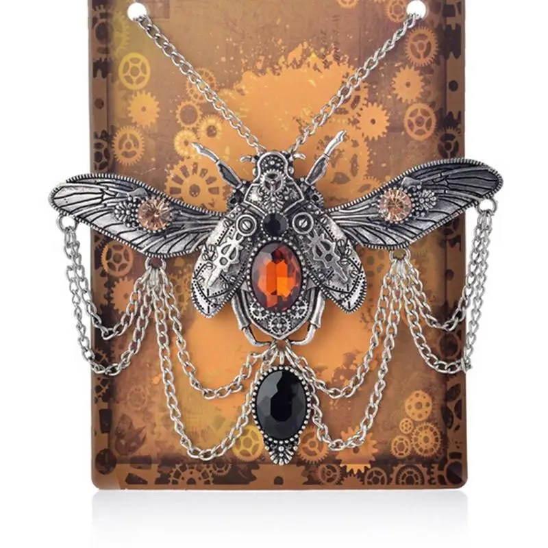 

5pcs/lot Retro Steampunk Insect Necklace Tibetan Decorations Silver Plate Necklace Beetle Pattern Pendant Women Men Punk Jewelry