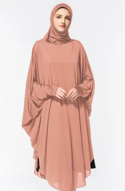New Women Muslim Workship Lady Thobe Gown Hijab Prayer Bat Sleeve Middle East Robe Islamic With 
