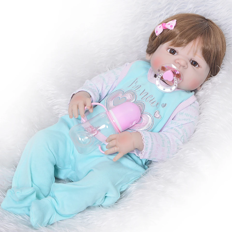 

22inch 55cm Full silicone Vinyl Princess Toddler Babies Dolls reborn toys Girls Birthday Gift Present Child Play House Toy