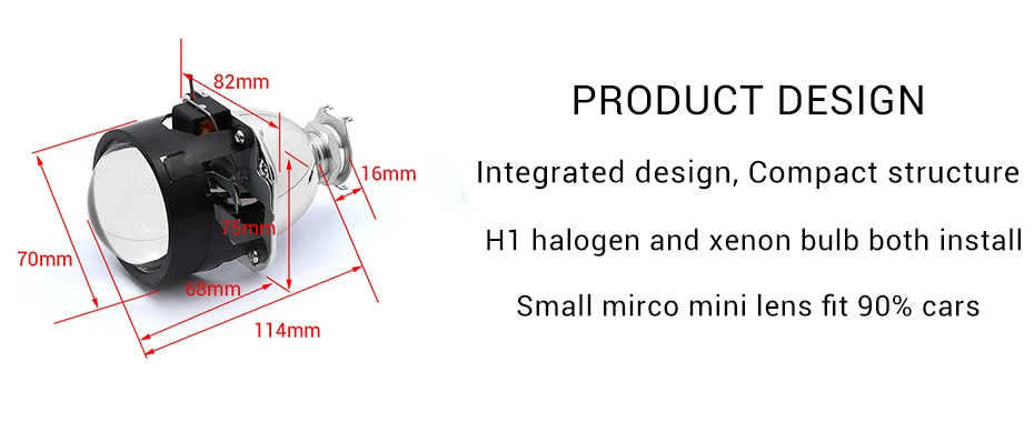 ROYALIN Bi светодиодный мини-проектор фары объектив H1 2,5 ''автомобильный Стайлинг H1 H4 H7 автомобильные фары модифицированный светодиодный белый лампочка 6000K