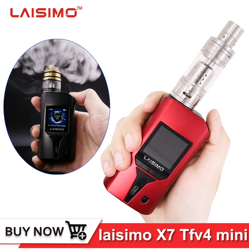 

Original E-cigarette kit Laisimo X7 235W vape mod 18650 Temperature Control Wyvern box mod with TFV4 Mini Atomizer Sub Ohm Tank