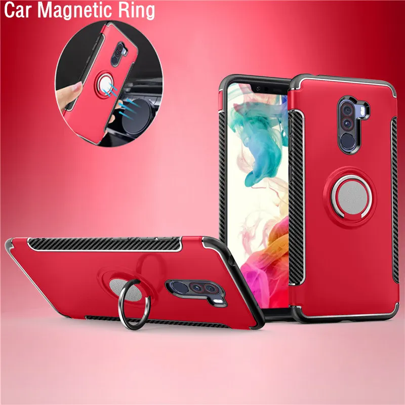 

POCOPhone F1 Case Armor Full Protection Ring Magnetism Holder Shockproof TPU+PC for Xiaomi POCO Phone F 1 Cover Back Shell Coque