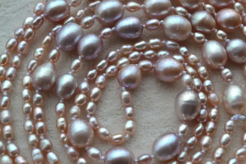 Новейшее Лавандовое жемчужное ожерелье, 3-7 мм натуральное пресноводное жемчужное ожерелье, 58 дюймов длинные жемчужные украшения