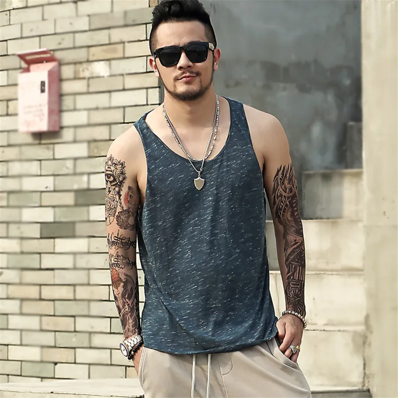 Men summer casual cotton tank top men high quality sleeveless