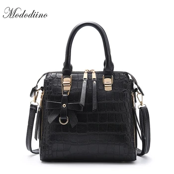

Mododiino Crocodile Female Handbag Women PU Leather Shoulder Bag Flower Pendant Tote Bag Large Capacity Messenger Bag DNV0570