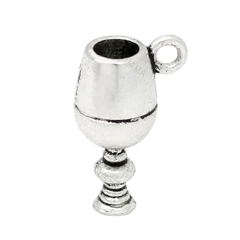 

40pcs- Goblet Charms, Antique Silver 3D Wine Glass Charm pendants 20x12mm