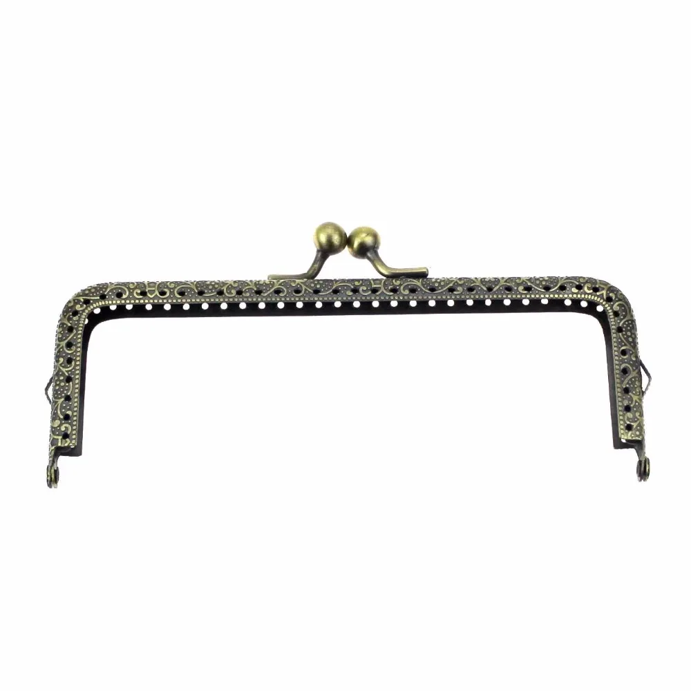 

10 pcs/lot 15cm Antique bronze Square Metal purse frame Carved kiss clasp bag accessory