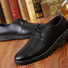 2017 Spring Autumn Hot Sale Business Men Fashion Leather Dress Shoes Breathable Comfortable Work Casual Black Shoes Size 38-44