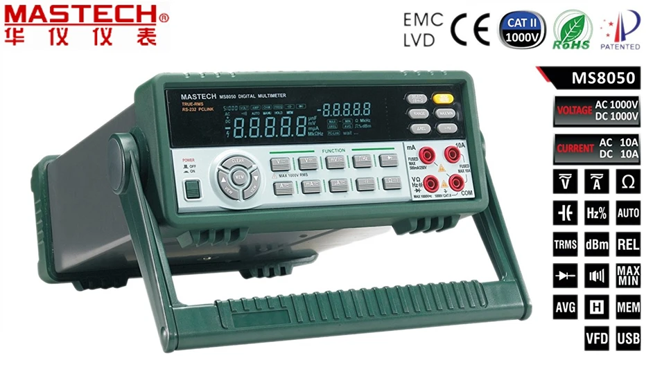 

FREE SHIPPING MASTECH MS8050 Digital Multimeter 53K Counts High Accurayc Bench/True RMS
