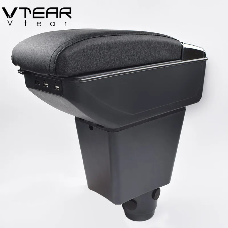 

Vtear For Renault Dacia logan 2 car armrest leather arm rest accessories usb interface storage box car-styling ABS decoration