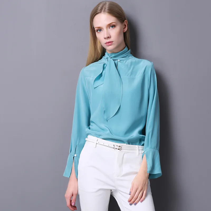100 Silk Crepe Shirt Pure Silk Blouses Women Shirts Office Lady Shirts