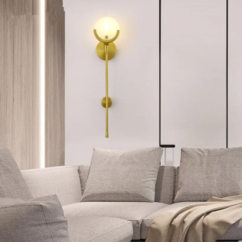 

Northern Europe Luxurious Wall Lamp Craeative Concise Spain Designer Marble Wall Sconce Hotel Room Living Room Led Wall Light