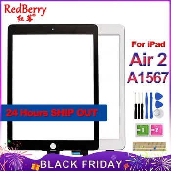 

Redberry For iPad Air 2 iPad 6 A1567 A1566 Replacement Touch Screen Digitizer Glass No Home Button White Black Free Shipping