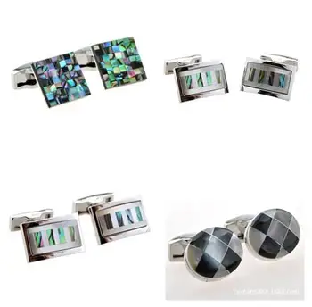 

5pairs/lot Natural Abalone Shell Cufflink Handmade Pearl Shell Cuff Links Shirt Cuff Button Men's Jewelry Accessory