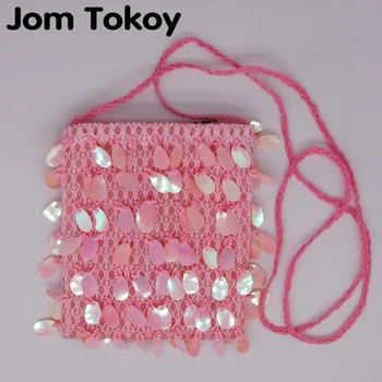 

Pink Cute Girl Sequins Beaded Bag Handmade Shoulder Messenger Bag