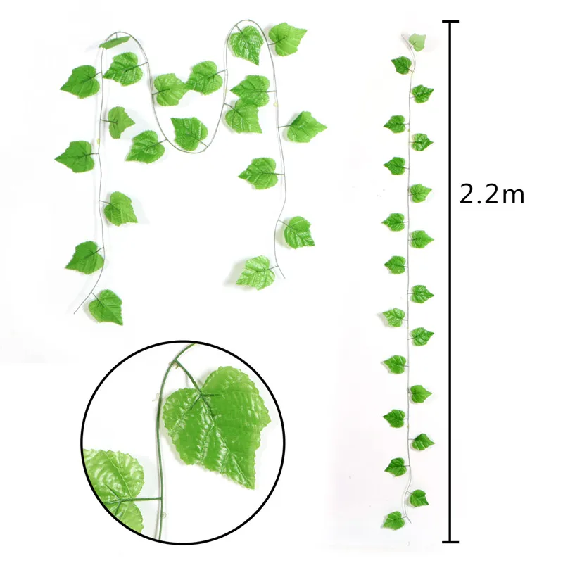 1pc Long Artificial Fake Hanging Vine Plant Leaves Garland Home Garden Wall Decoration Wedding Decor Party Supplies