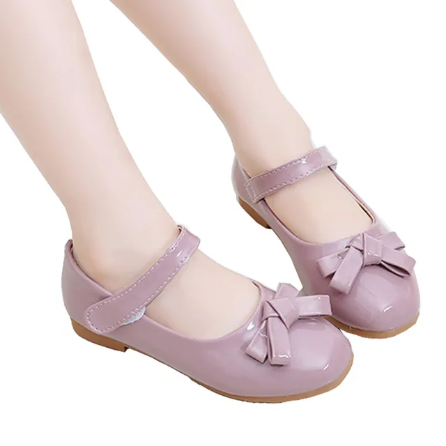 Little Girl Flower Children Bowknot Patent Leather Shoes For Girls