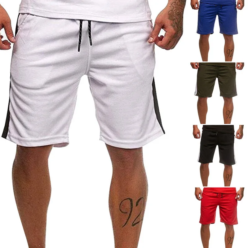 

2019 new summer casual men Running sports shorts patchwork fitness loose Elastic waist drawstring brand Jogging short masculino