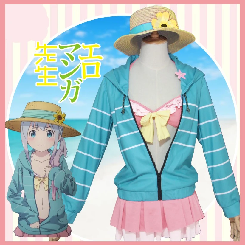

Anime Eromanga Sensei figure Izumi Sagiri Lolita Summer Swim pool Party Wear Suit Cosplay costume for women New 2017 free ship