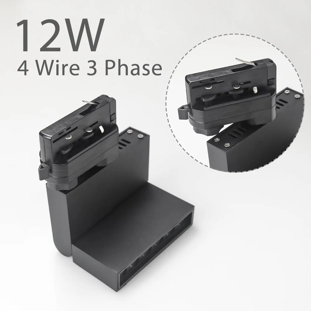 2/3/4 провода 3 фазы светодиодный трек светильник 12 Вт 85-265V рельсового Точечный светильник s современный трек Сапоги с подсветкой магазин лампы выставочный цех светильник Инж - Испускаемый цвет: Black 12W-4wire