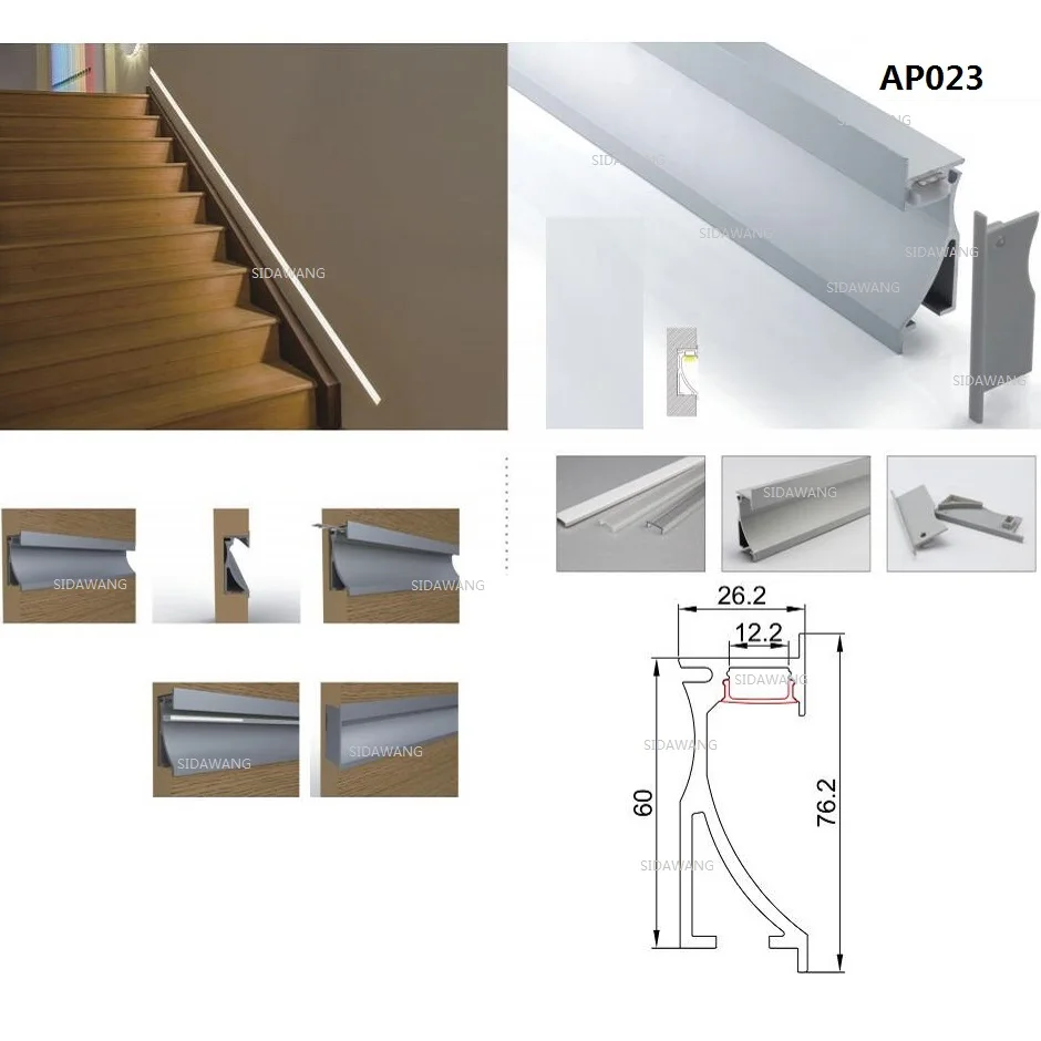 

8pcs x 2m Aluminum led profile for wall or ceiling mounting Aluminum Channel with PMMA Opal Matte diffuser AP023
