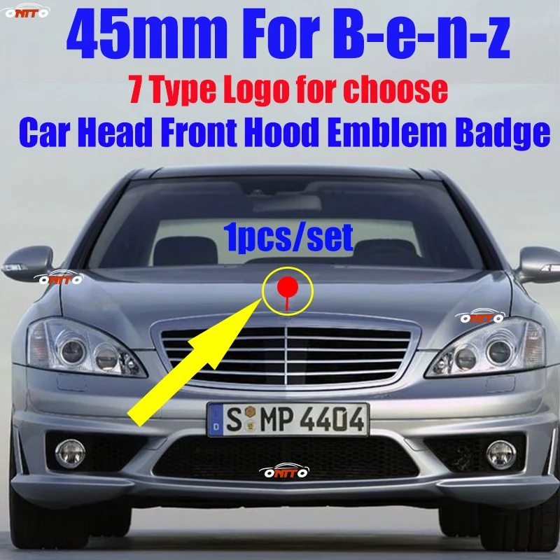 

Car Styling for W211 W203 W204 W124 W201 W202 W212 W220 W205 Auto Front Head Hood Badge Covers 45MM/44MM Metal 7 Type Logo 1PCS