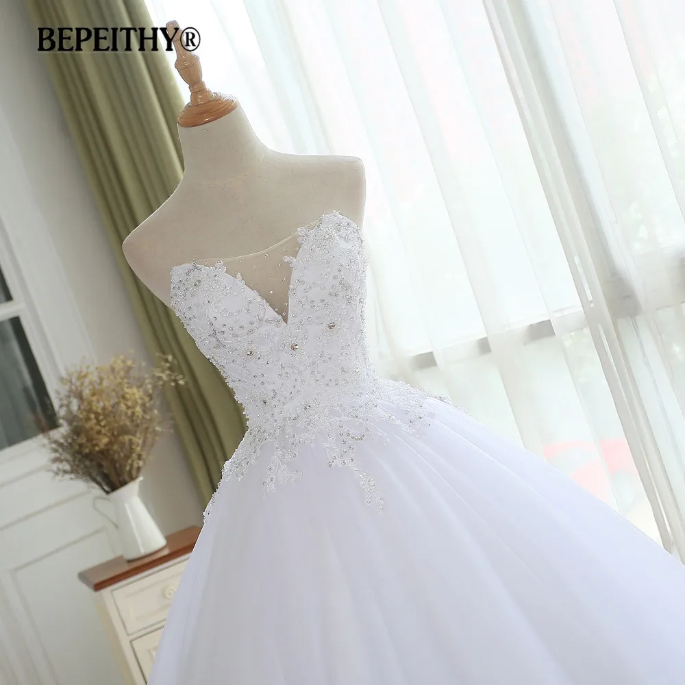 BEPEITHY Милое Свадебное платье с декольте 2019 Robe De Mariage суд поезд Свадебные платья в стиле винтаж