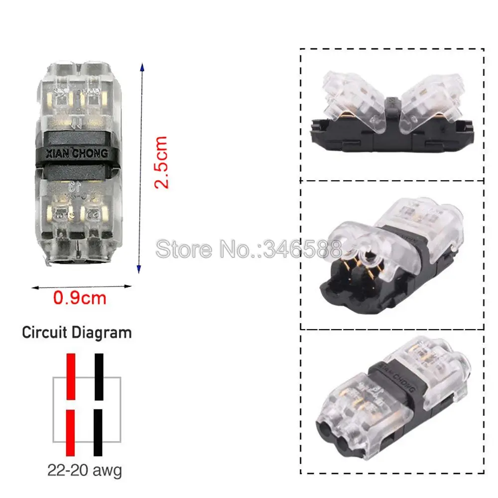 5 шт. Быстрый сращивания проволочный замок на скотче Совместное Разъем я Форма T Форма для 1 контакт 2 Pin 22-18AWG Светодиодные ленты жильный