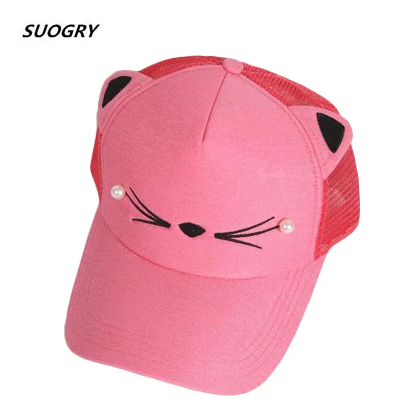 Бейсболка Snapback с милыми кошачьими ушками розовая сетчатая бейсболка для