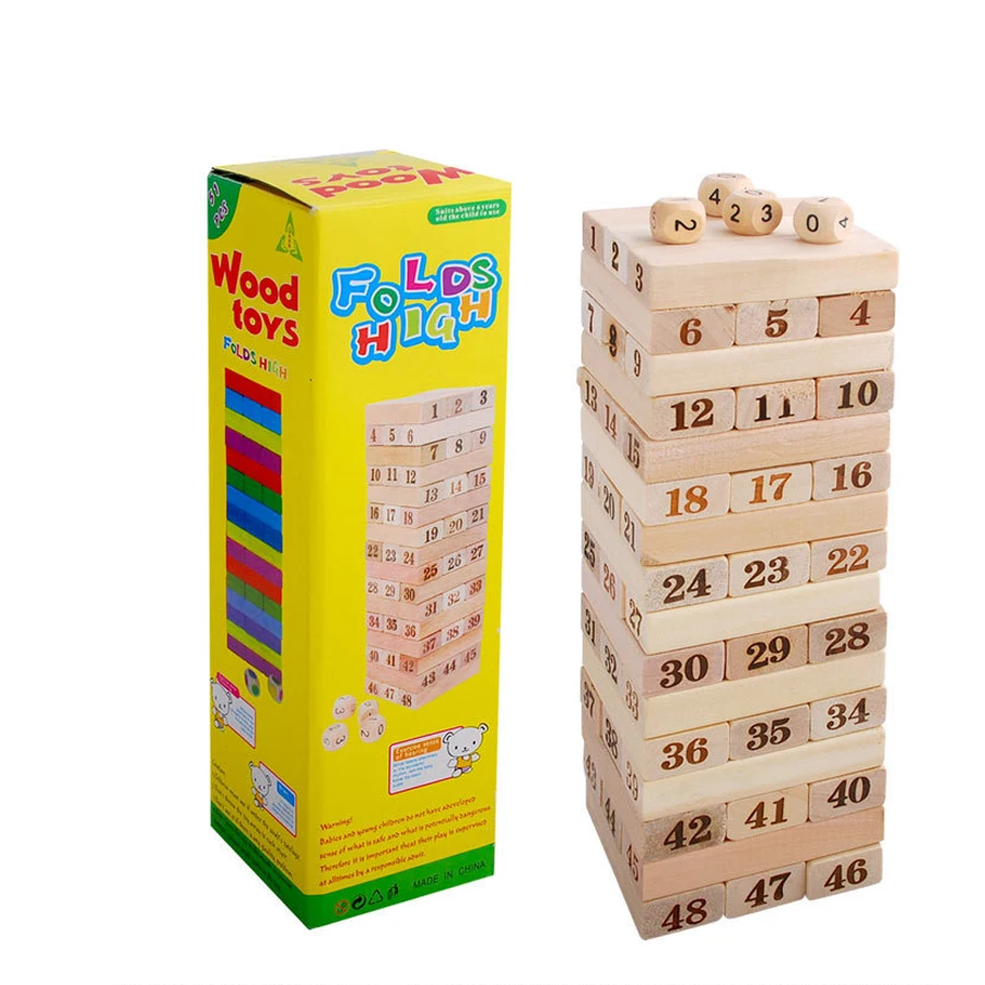 

48PCS Stack Blocks Wood Children Toys Adult Table Games