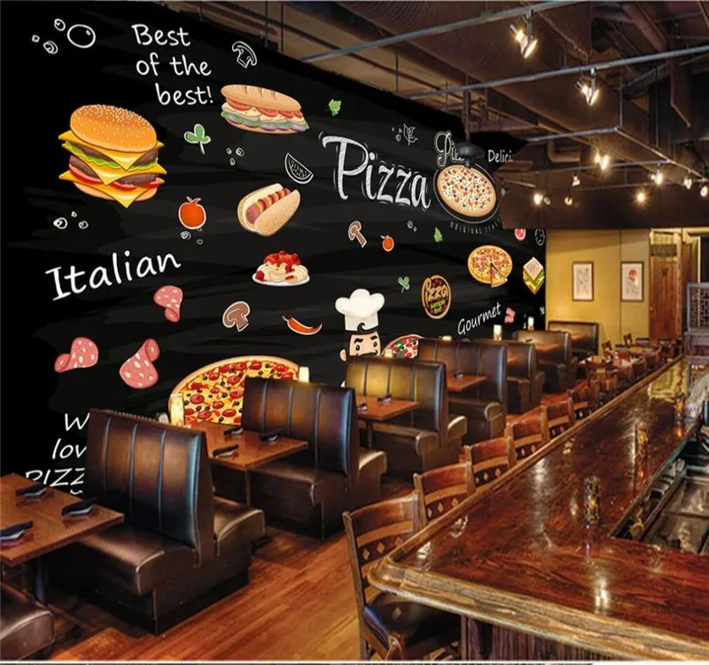 Custom Western Restaurant Background Fried Chicken Burger Pizza Fast Food Series High-grade waterproof material wall covering Custom Western Restaurant Background Fried Chicken Burger Pizza Fast Food Series High-grade waterproof material wall covering