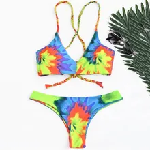 Бикини с градиентным принтом,, купальник с высокой посадкой, женское бикини, бюстгальтер с подкладкой, купальник, купальный костюм, купальный костюм, летняя пляжная одежда, купальные костюмы