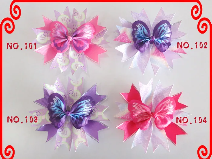 100 Good Girl Baby 4.5/" Butterfly Fairy Wing Hair Bow Clip Spring Easter 208 No.