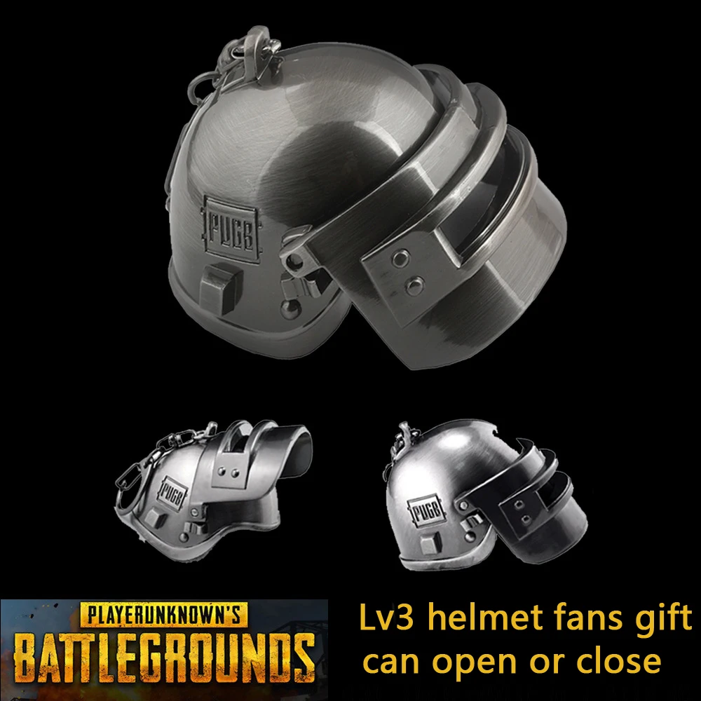  Game Playerunknown Battlegrounds PUBG 3D Keychain Zinc Alloy Lv3 Helmet Armor Model Keyring Key Cha