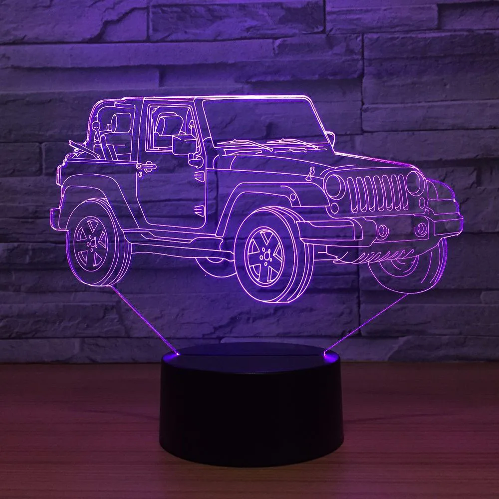 Творческий 3D Home Decor Usb беговых автомобиля красочная настольная лампа изменить светодиодный ночник светильники прикроватной тумбочке сна