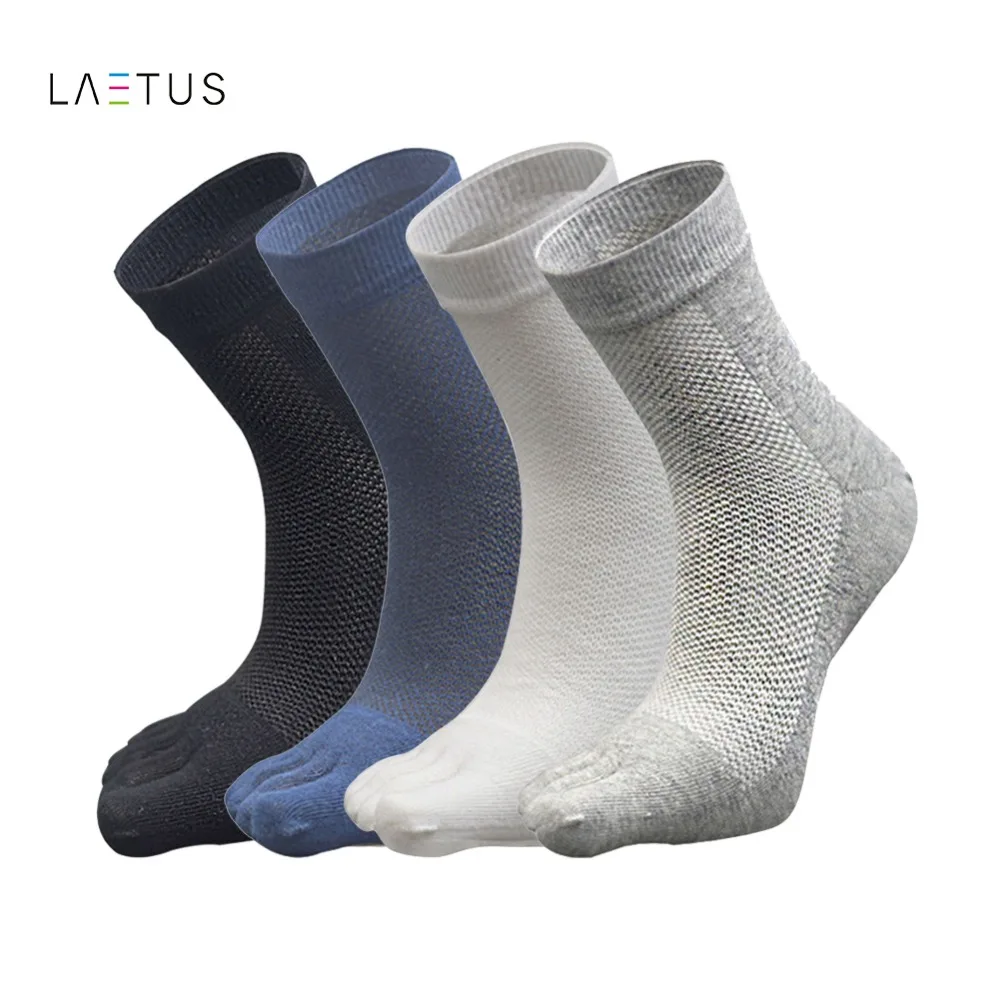 Laetus Men Fashion Mesh Breathable Five Toes Socks Absorb Sweat Male