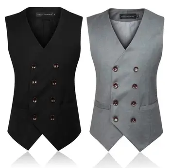 

New Wedding Dress High-quality Goods Cotton Men's Fashion Design Suit Vest / Grey Black High-end Men's Business Casual Suit Vest