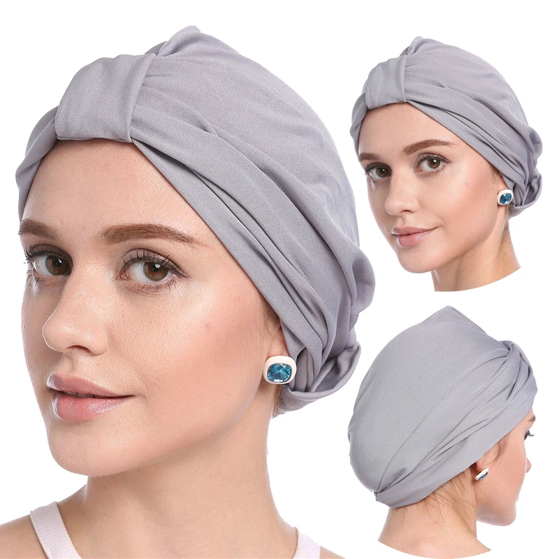 

2019 Muslim Woman Headscarf Hat Solid Modal Turban Inner Caps Thin Summer Elastic Head Wrap Indian Hats Hijab Bonnet For Muslims