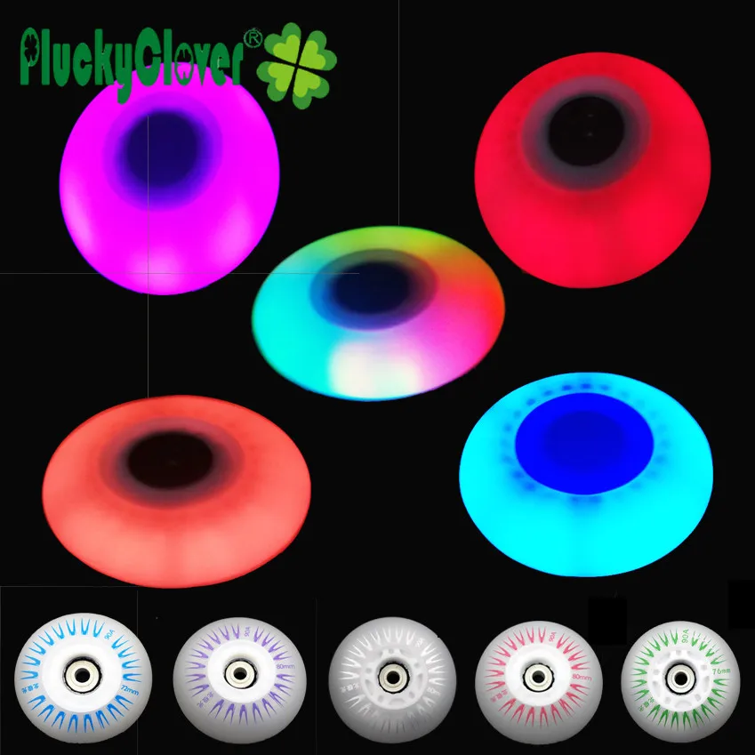 

4pc LED Flash Roller Wheel 90A 72mm 76mm 80mm PU Inline Roller Skate Wheel Luminous Slalom Roller Sliding Skates Blade Fsk Wheel