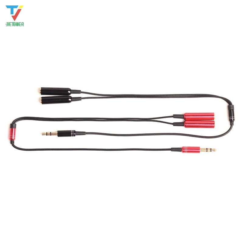 300pcs lot 2 in 1 3 5 mm Jack Aux Audio Cable 1 Male to 2 Female Wire Splitter Y metal Extension Cable for Headphone Car Phone