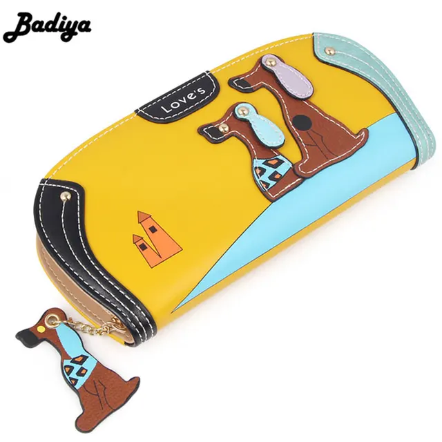 Fashion Cute Long Wallet Women PU Leather Cartoon Dog Bag Lady Clutch Phone Case Puppy Zipper Card Holder Female Change Purses