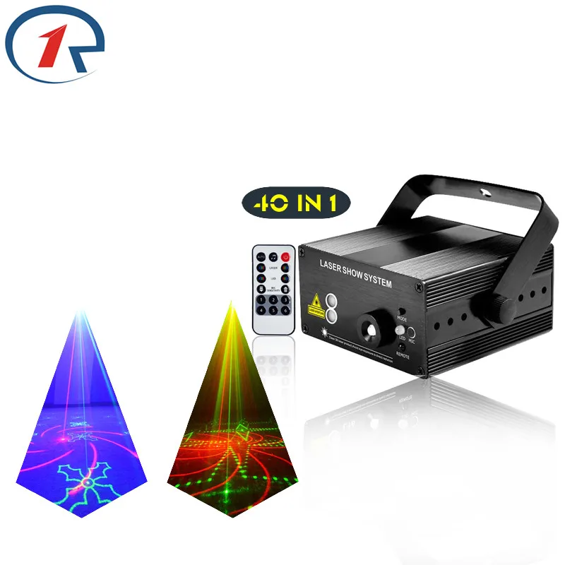 ZjRight IR À Distance 40 motif Rouge Vert Bleu Laser Éclairage Coloré Led effet Stage de Lumière KTV disco dj lumière fête de famille lumière
