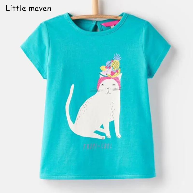 Little maven/Детская летняя одежда для маленьких девочек 2018 футболка с короткими