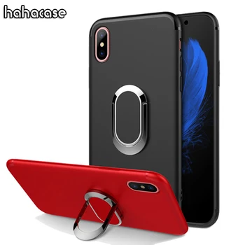 

1000pcs 360 Rotating Magnetic Metal Case For iPhone XS Max XR X 8 7 6 6S Plus Phone Case Soft Silicone Finger Ring Stand Cover